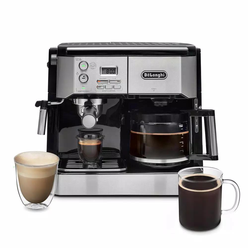 DeLonghi De'Longhi BCO430 All-In-One 10-Cup Drip Coffee Maker and Espresso Machine, Stainless Steel