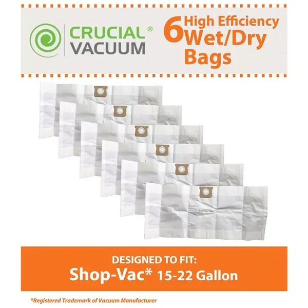 Think Crucial Type G Replacement Vacuum Bags for Shop-Vac 15-22 Gallon Vacuums, Replaces Part 90663 & 90663-00 (6-Pack)