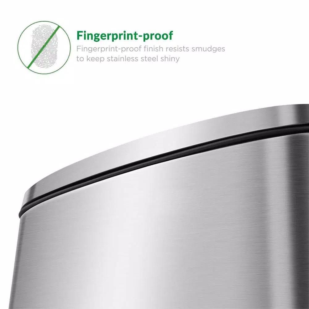 Boyel Living 13 Gallon Stainless Steel Rectangular Kitchen Step Trash Can with Silent Close Lid - Silver