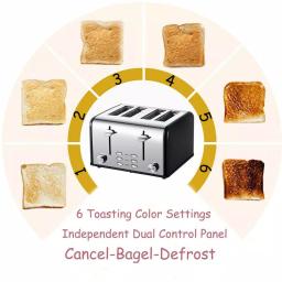 Boyel Living 1650W 4-Slice Wide Slot Toaster with Dual Independent Control Panels, Stainless Steel thumbnail 3