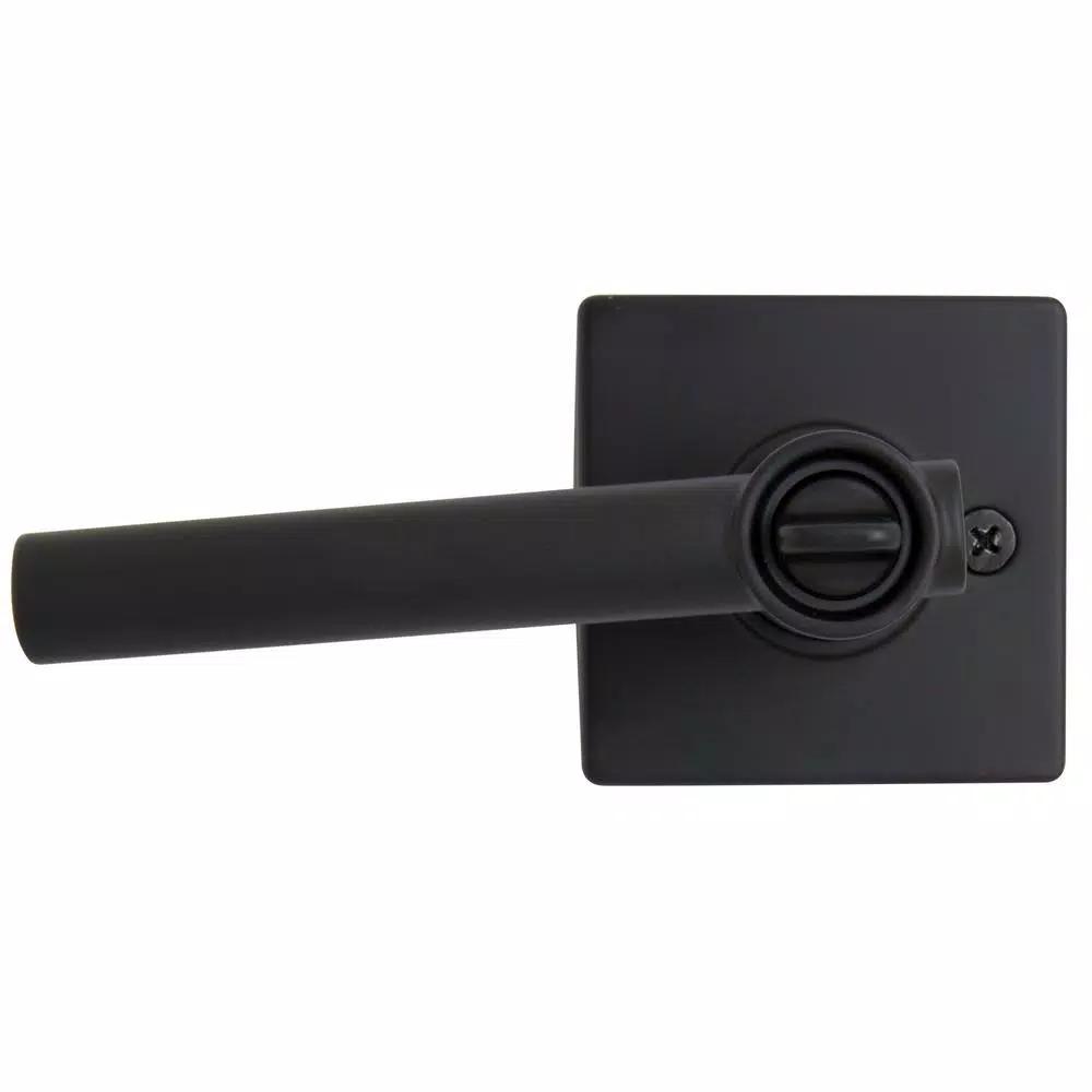 Defiant Highland Matte Black Keyed Entry Door Lever with Square Rose