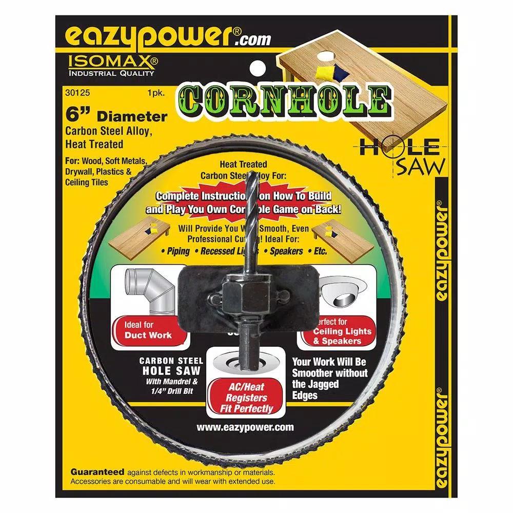Eazypower 6 in. Carbon Steel Hole Saw with Mandrel for Cornhole Boards and Wood
