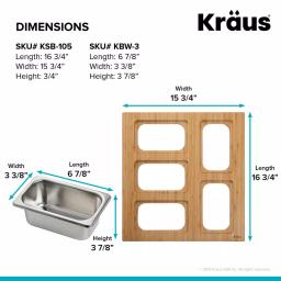 KRAUS Workstation Kitchen Sink Accessory Set with Bamboo Serving Board and 5 Stainless Steel Prep Bowls thumbnail 7