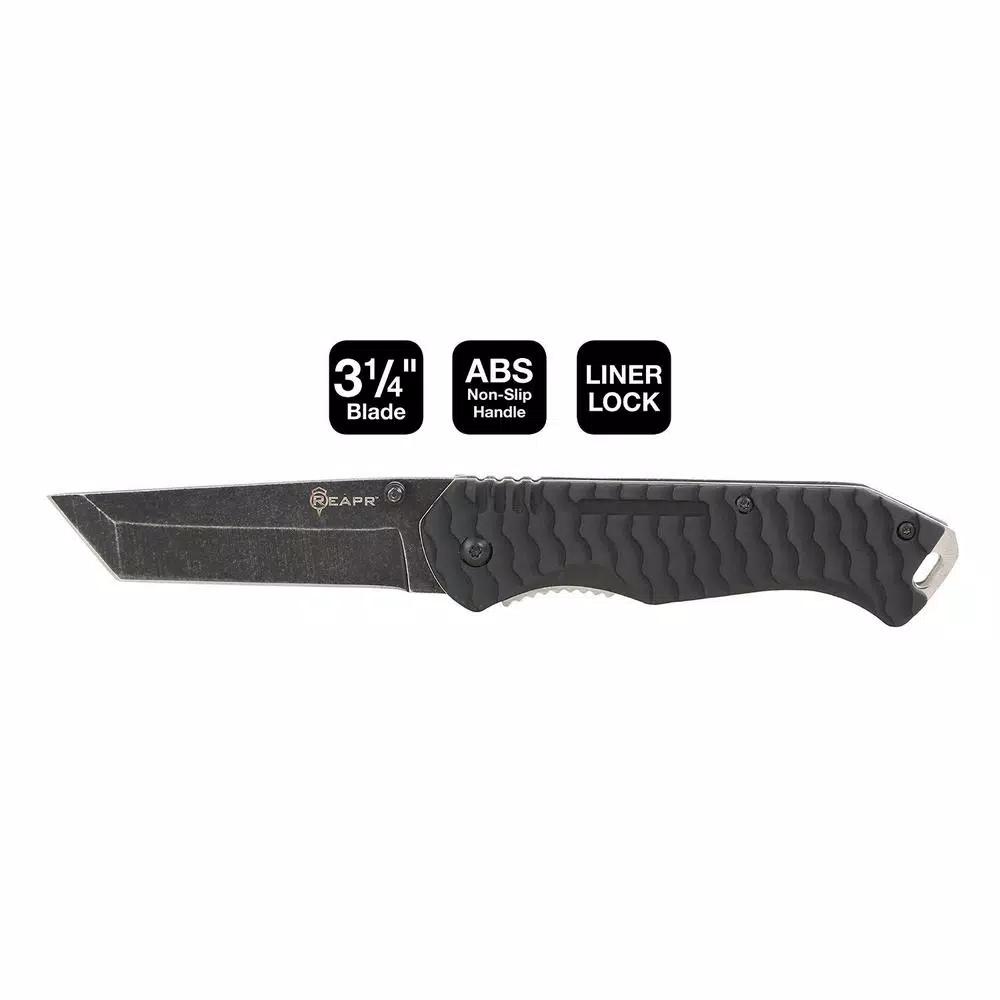 Sheffield REAPR TAC Tanto Knife Set - 2-Piece Fixed Blade and Folding Knife Set