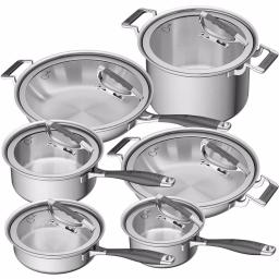 CookCraft by Candace 12-Piece Tri-Ply Stainless Steel Cookware Set with Patented Latch Lids thumbnail 1