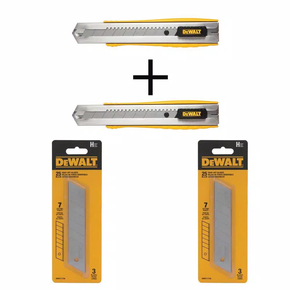 DEWALT 25 mm Metal Body Snap-Off Utility Knife Set (2-Pack) with 6 Replacement Blades