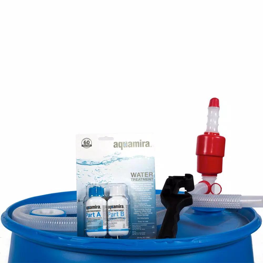 Augason Farms 55 Gallon Emergency Water Filtration and Storage Kit with Treatment Drops & Siphon Pump
