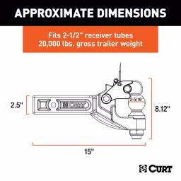 CURT Pintle Hitch with 2-5/16 in. Trailer Ball, Fits 2-1/2 in. Receiver thumbnail 2
