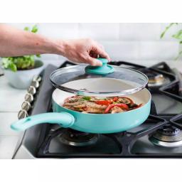 GreenLife Soft Grip 5 Qt. Aluminum Ceramic Nonstick Saute Pan with Glass Lid, Turquoise thumbnail 2