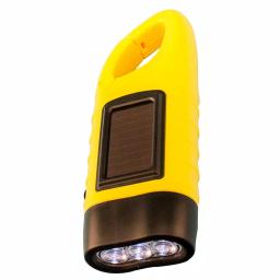 Mayday Hand Crank Flashlight with Solar Panel and Clip, Yellow thumbnail 4