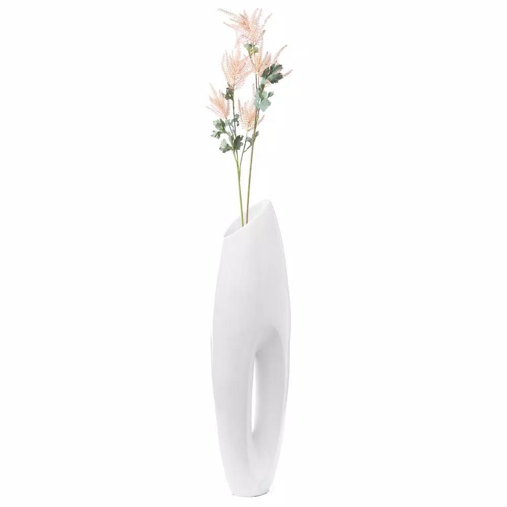 Uniquewise Modern White Magnesium Oxide Large Decorative Floor Vase - 40.5 in.