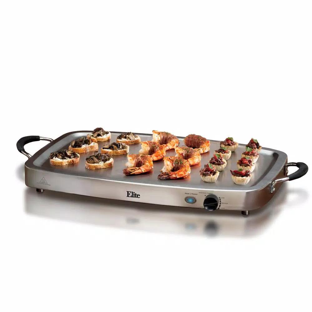 Elite Platinum Triple Deluxe Warming Tray and Buffet Server Set with 7.5 Qt. Stainless Steel Pan