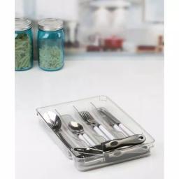 Kitchen Details 5-Compartment Cutlery Tray, Clear Plastic Utensil Organizer thumbnail 3
