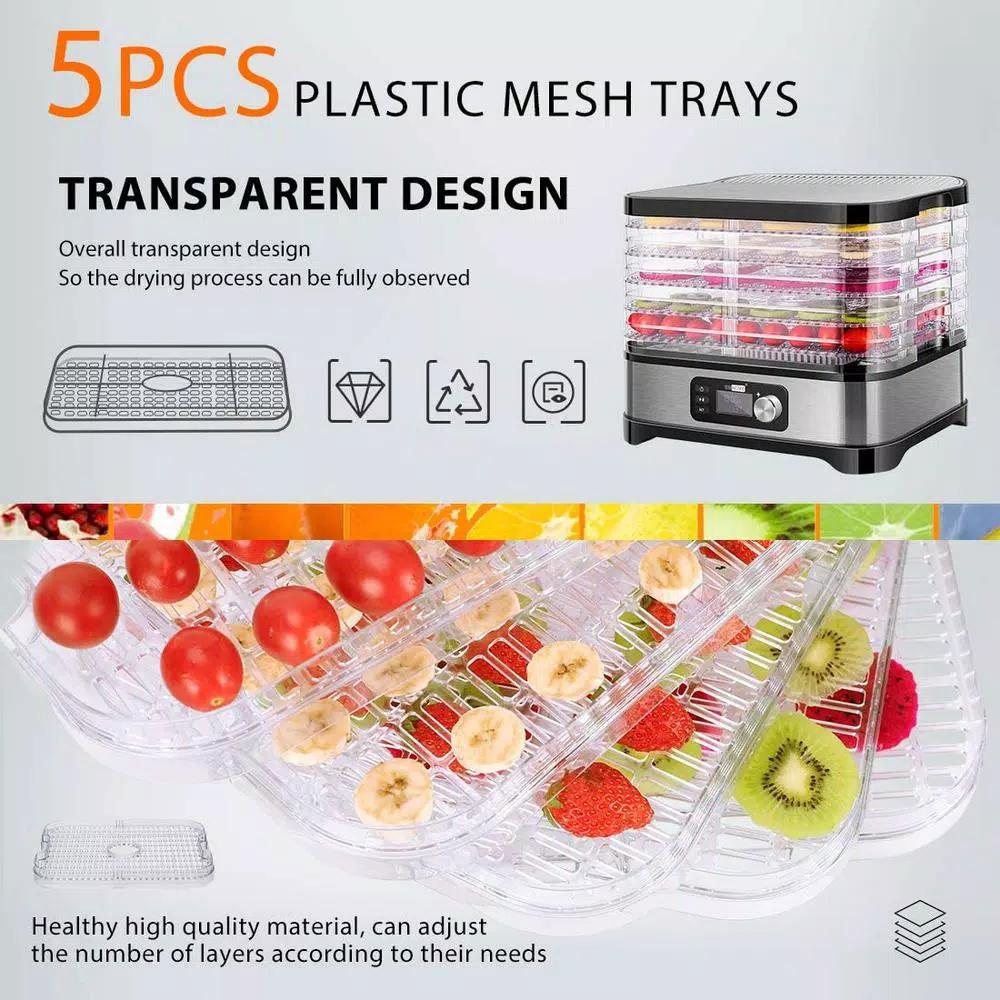 VIVOHOME 5-Tray Stainless Steel Food Dehydrator with Digital Timer and Temperature Control