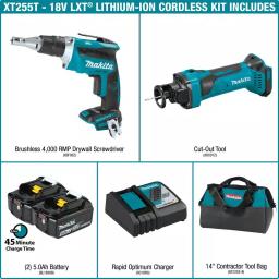 Makita 18V LXT Brushless Drywall Screwdriver & Cut-Out Tool 2-Piece Combo Kit with 5.0Ah Batteries thumbnail 2