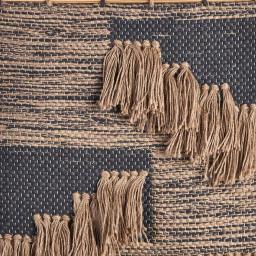 LR Home Rustic Natural and Black Fringed Wall Tapestry - Hand-Loomed Jute and Cotton Wall Hanging thumbnail 3