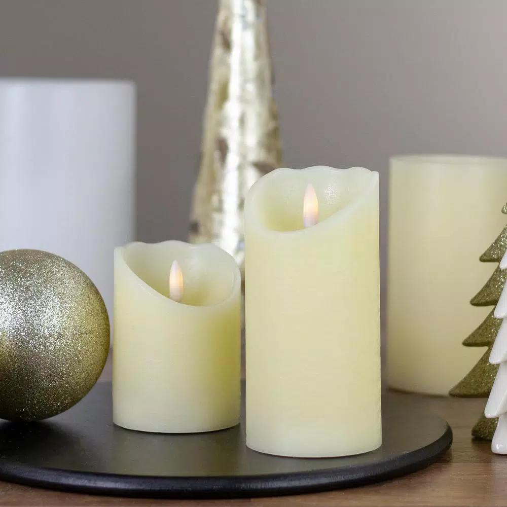 Northlight 6 in. Ivory Flameless Battery Operated Christmas Decor Candle with Melted Edge Design