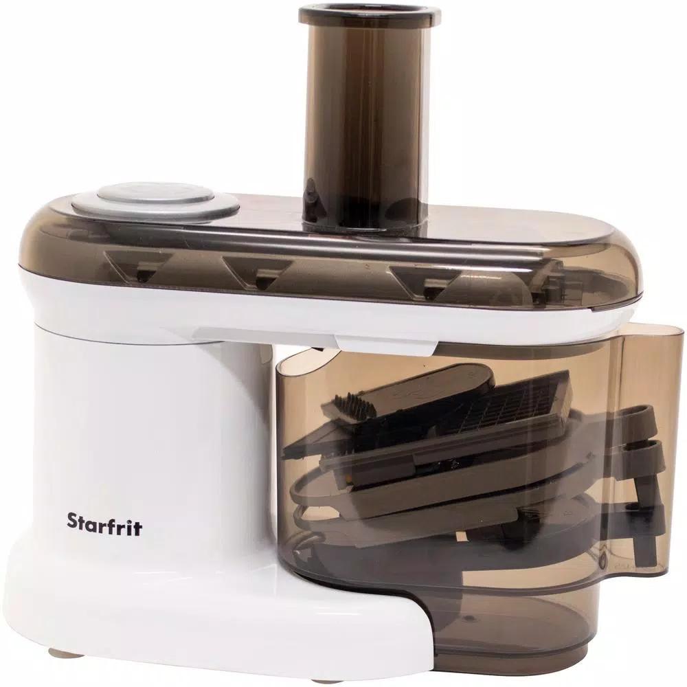 Starfrit Electric Mandoline Slicer, 7-in-1 Vegetable and Fruit Slicer, White