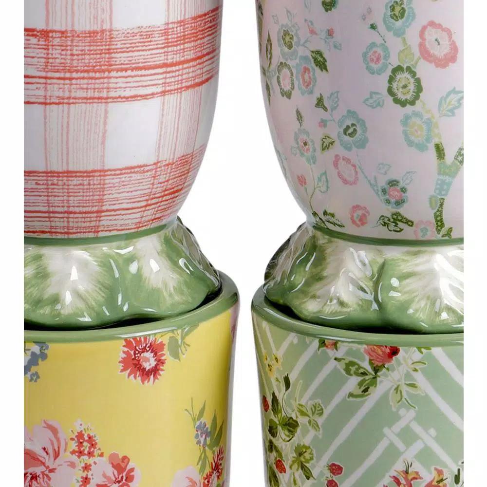 Certified International English Garden 12 in. Multicolored Earthenware Cake Stand