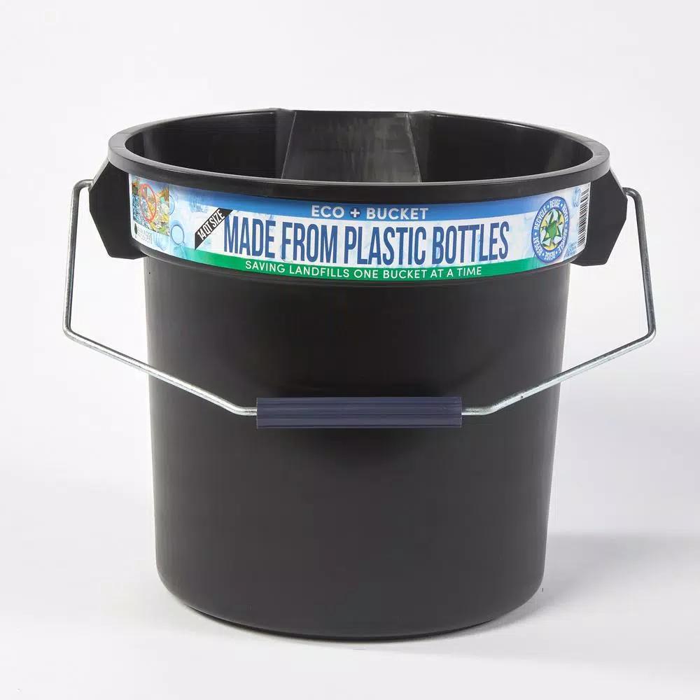 TAFCO PRODUCTS Tafco 3.5 Gal. Black Round Utility ECO Bucket, 14 Qt. Heavy-Duty Recycled Plastic Pail
