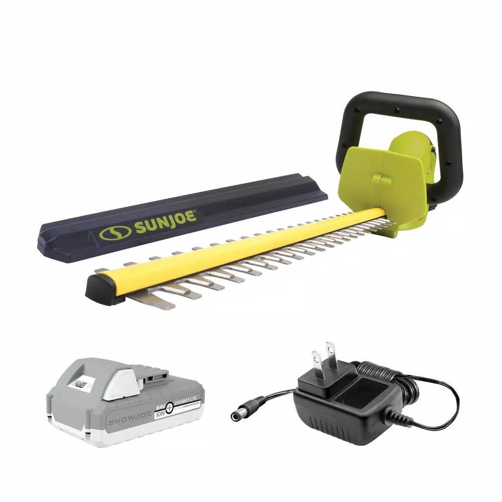 Sun Joe 22 in. 24V Cordless Hedge Trimmer Kit with 2.0 Ah Lithium-Ion Battery and Charger