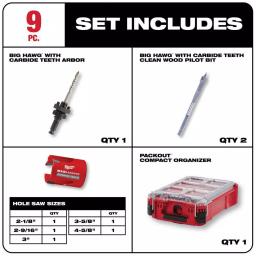 Milwaukee Hole Dozer & BIG HAWG Carbide Hole Saw and Driver Bit Set with PACKOUT Cases, 119-Piece thumbnail 3