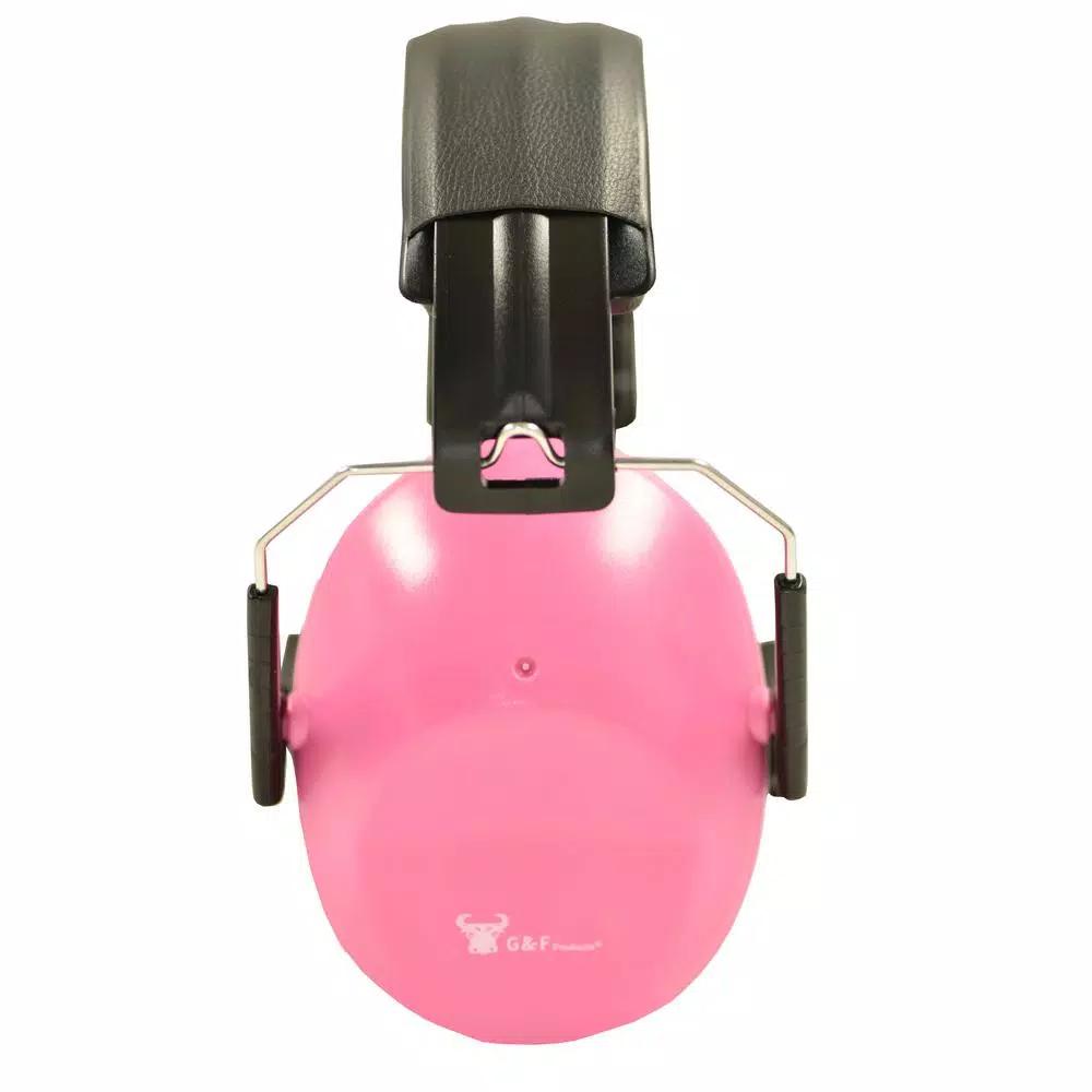 G & F Products Pink Passive Folding Slim Earmuffs for Kids and Women - 26 NRR Hearing Protection