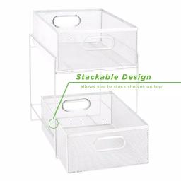 MIND READER 2-Tier Metal Mesh Utensil Caddy & Organizer, White thumbnail 4