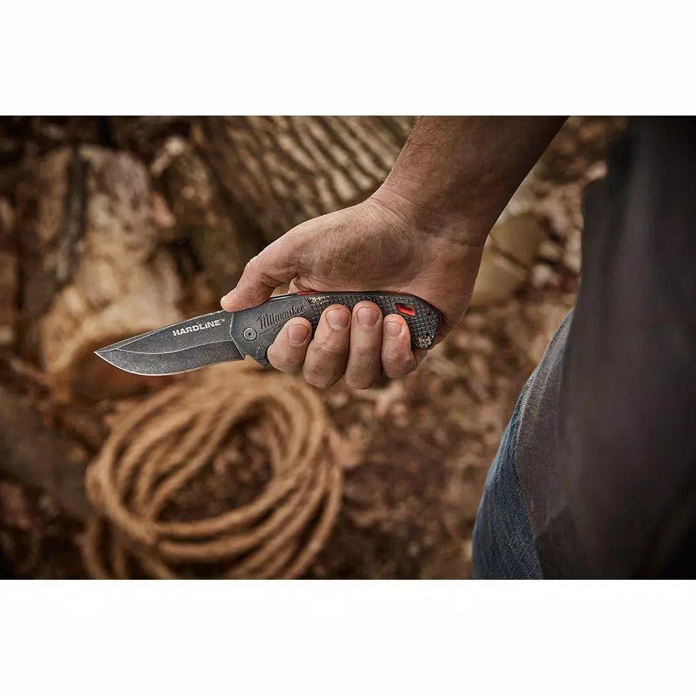 Milwaukee Hardline 3.5 in. D2 Steel Smooth Blade Folding Pocket Knife