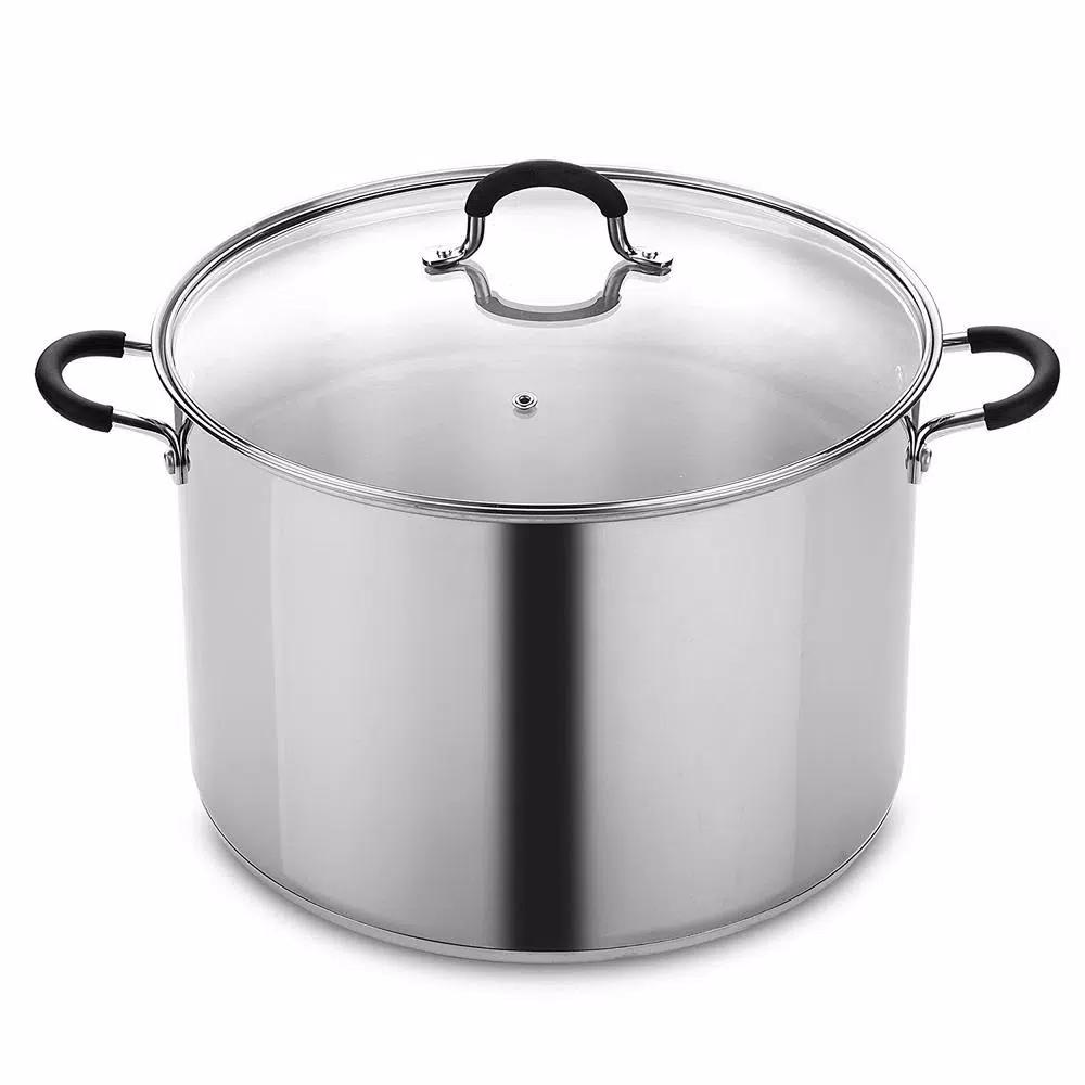 Cook N Home 20 Qt. Stainless Steel Stock Pot with Tempered Glass Lid
