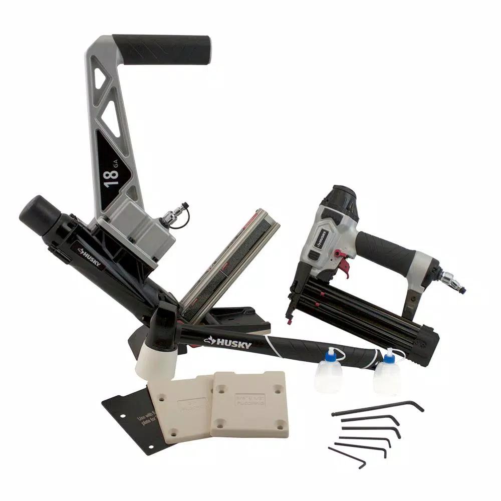Husky 18-Gauge Engineered and Exotic Hardwood Flooring Nailer and Brad Nailer 2-Piece Combo Kit