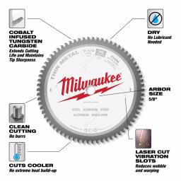 Milwaukee 7-1/4 in. 70T Thin Metal Cutting Circular Saw Blade thumbnail 3
