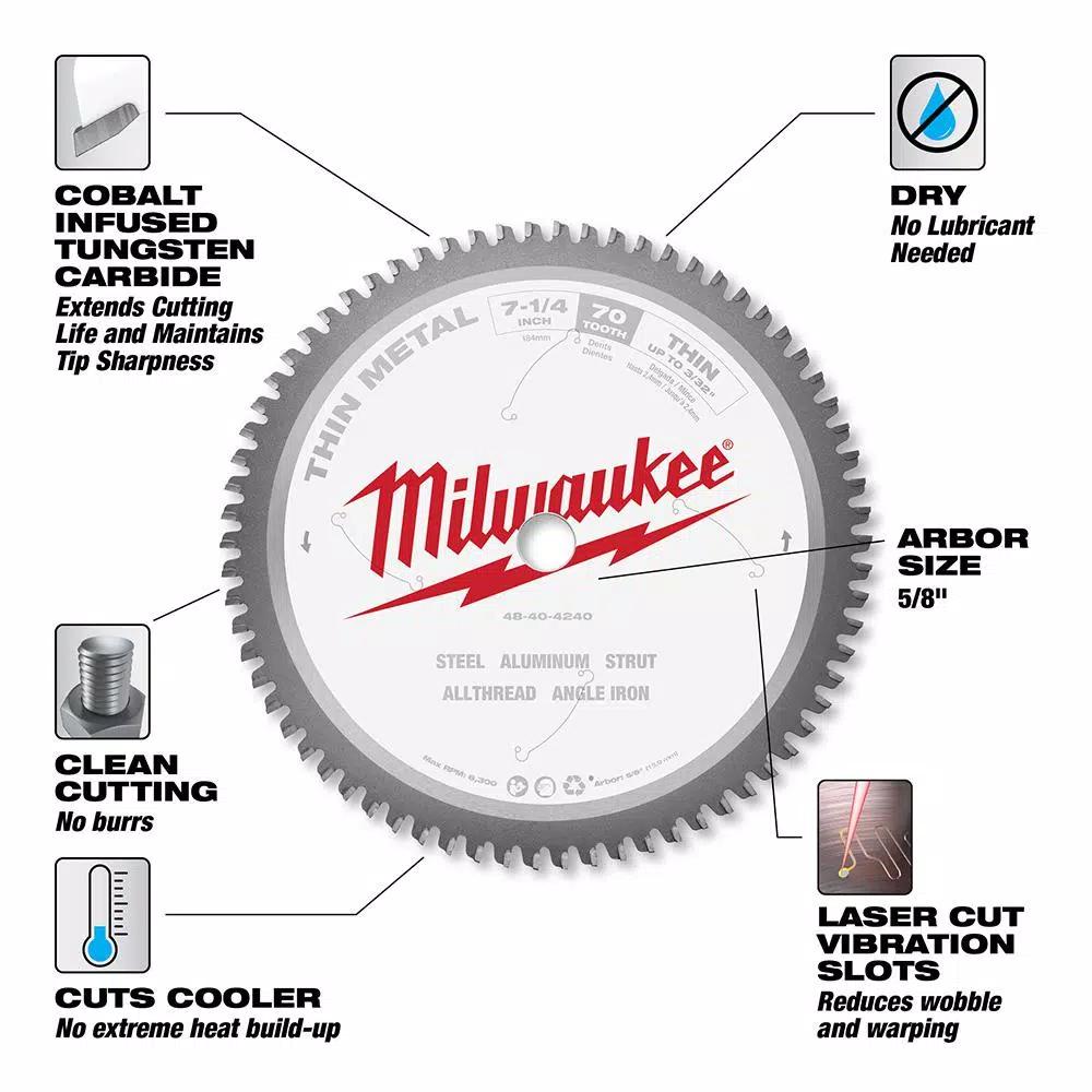 Milwaukee 7-1/4 in. 70T Thin Metal Cutting Circular Saw Blade
