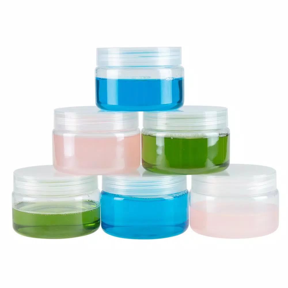 Stalwart 4 oz. Clear Plastic Jars with Foam Liner, Round Storage Containers (6-Pack)