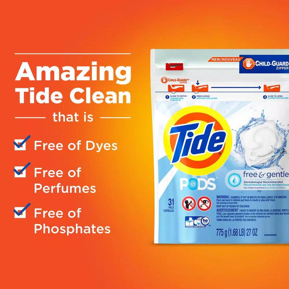 Tide PODS Free and Gentle Unscented Laundry Detergent Pods, 20-Count (6-Pack)
