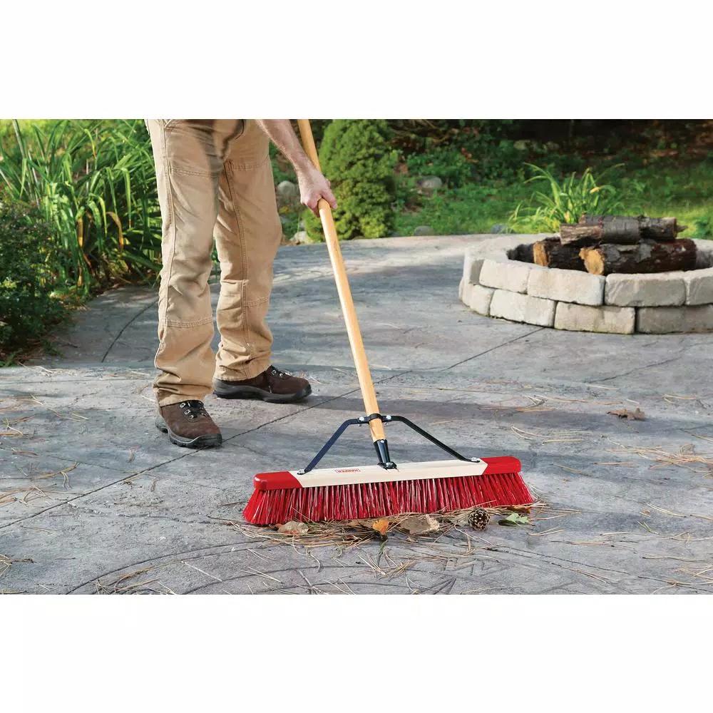 Harper 24 in. Outdoor Push Broom with 60 in. Lacquered Hardwood Handle