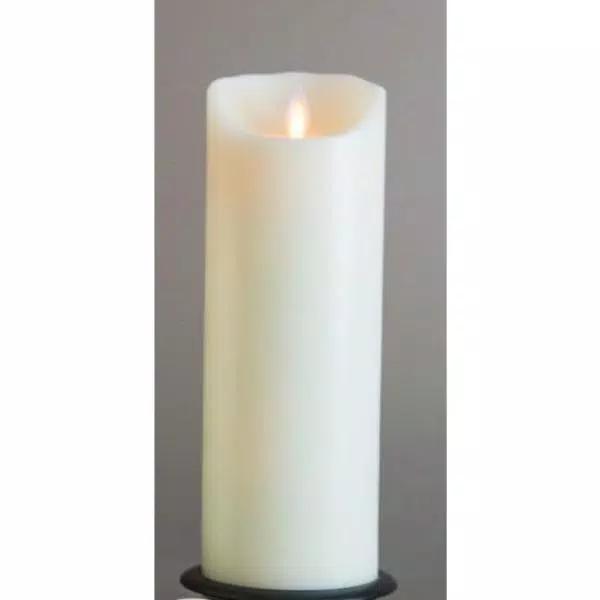 Unbranded Ivory Flameless Moving Pillar Flame 9 in. Real Wax LED Candle