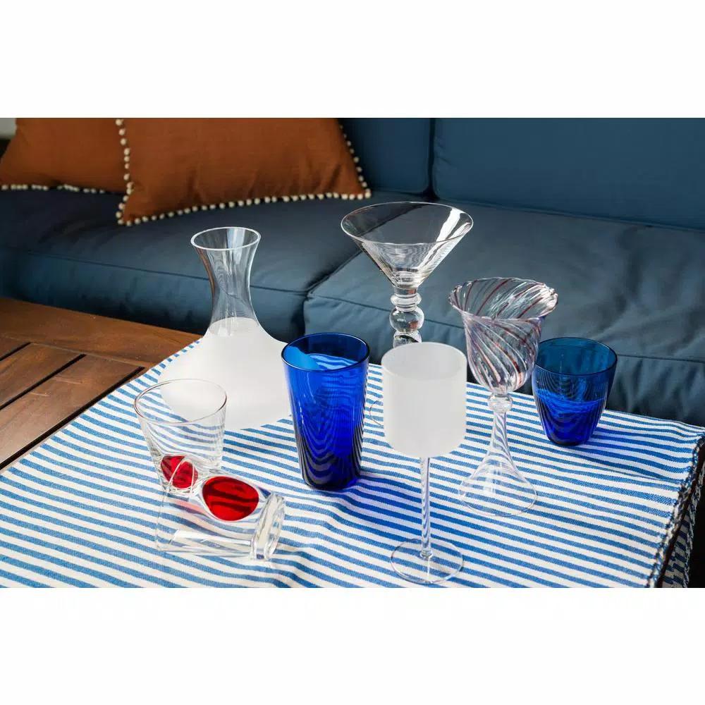 Abigails 8 oz. Clear Glass Double Old Fashioned Tumblers with Red Dot Design, Set of 4