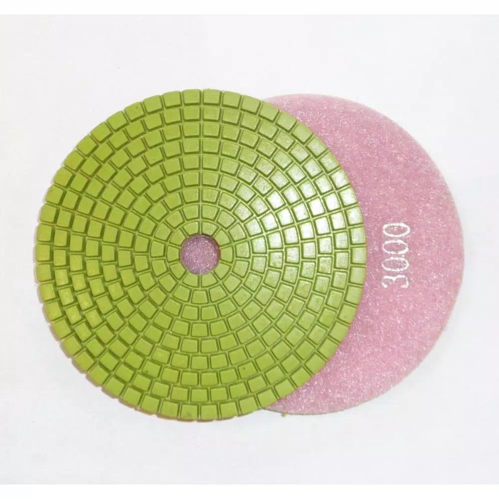 Unbranded JHX 4 in. Wet Diamond Polishing Pad Set for Granite and Concrete with Semi-Rigid Back Holder (7-Piece)