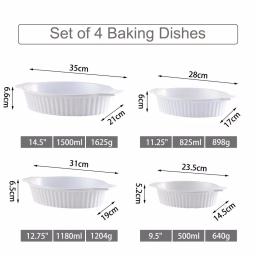 MALACASA 4-Piece White Oval Porcelain Bakeware Set, Ceramic Baking Dish Set for Oven and Microwave thumbnail 4