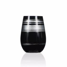 Rolf Glass Cosmo 16.5 oz. Stemless Wine Tumblers, Black/Silver (Set of 4) thumbnail 2