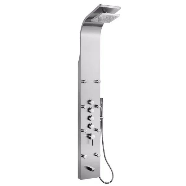 AKDY 65 in. Stainless Steel 8-Jet Shower Panel System with Rainfall Head, Handshower & Tub Spout