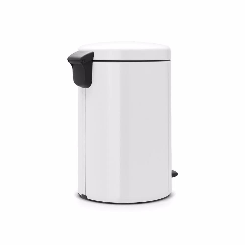 Brabantia Icon 5.3 Gal. White Steel Step-On Trash Can with Soft-Close Lid