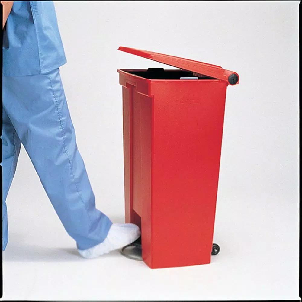 Rubbermaid Commercial Products 23 Gal. Red Fire-Safe Step-On Mobile Trash Can, Puncture-Resistant Plastic