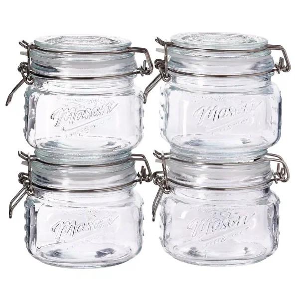 Unbranded 16.9 oz. Glass Kitchen Canister Set with Airtight Wire Clamp Lids (Set of 4)