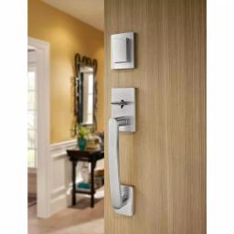Baldwin Prestige Spyglass Single Cylinder Satin Nickel Handleset with Square Lever and SmartKey Security thumbnail 7