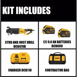 DEWALT DCD470 60V MAX FLEXVOLT Cordless 1/2 in. Stud & Joist Drill with E-Clutch & (2) 9.0 Ah Batteries thumbnail 2