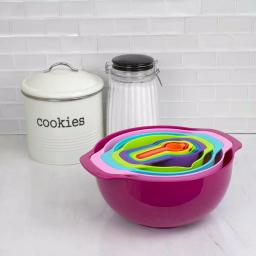 Home Basics 10-Piece Nesting Mixing Bowl and Kitchen Prep Set, Multi-Color Plastic thumbnail 2