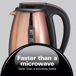Hamilton Beach 1.7L Glass Electric Kettle with Copper Stainless Steel Base, 1500W Rapid Boil thumbnail 6