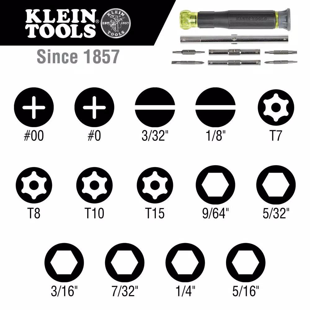 Klein Tools 14-in-1 Precision Screwdriver and Nut Driver Multibit Tool